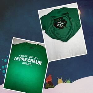 Sz L Check Out My Leprechaun Shirt Novelty Tshirt Reverse Side Face Joke Spencer